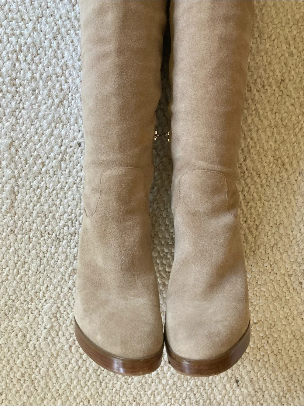 Suede Michael Kors Knee-High Platform Boots in Tan